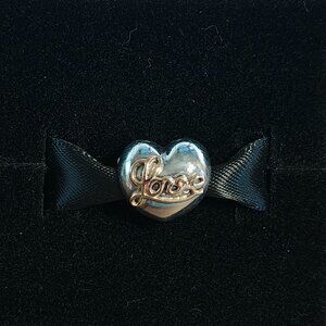 Authentic Retired Sterling Silver & 14K Gold Heart of Love Script Clip - 791735